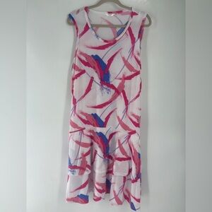 Kaktus Pink and Blue Abstract Midi dress - 1X